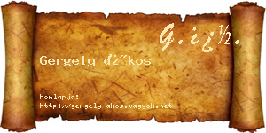 Gergely Ákos névjegykártya